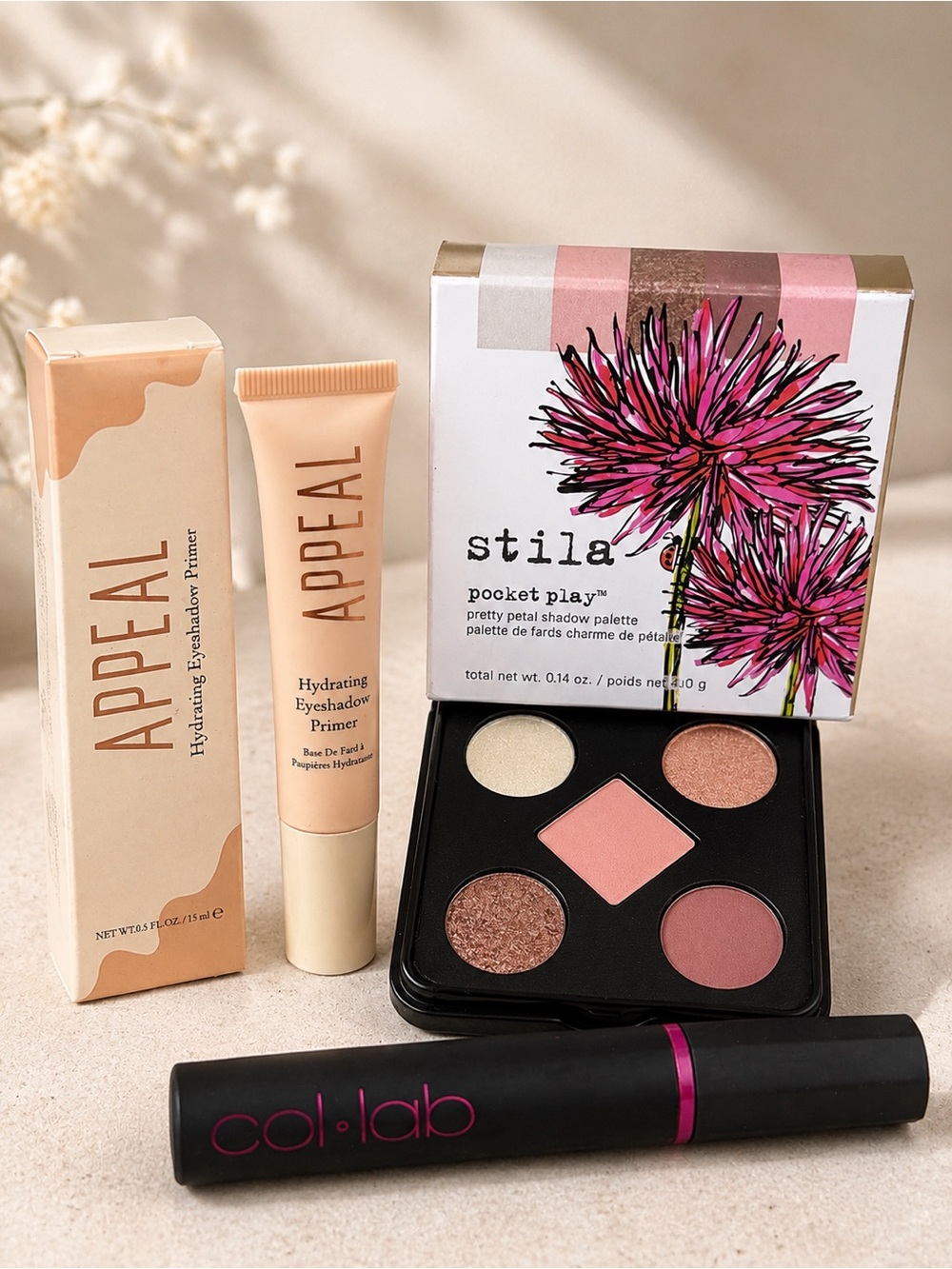 Stila Pocket Play Eyeshadow + Appeal Eyeshadow Primer + COL•LAB Mascara SET
